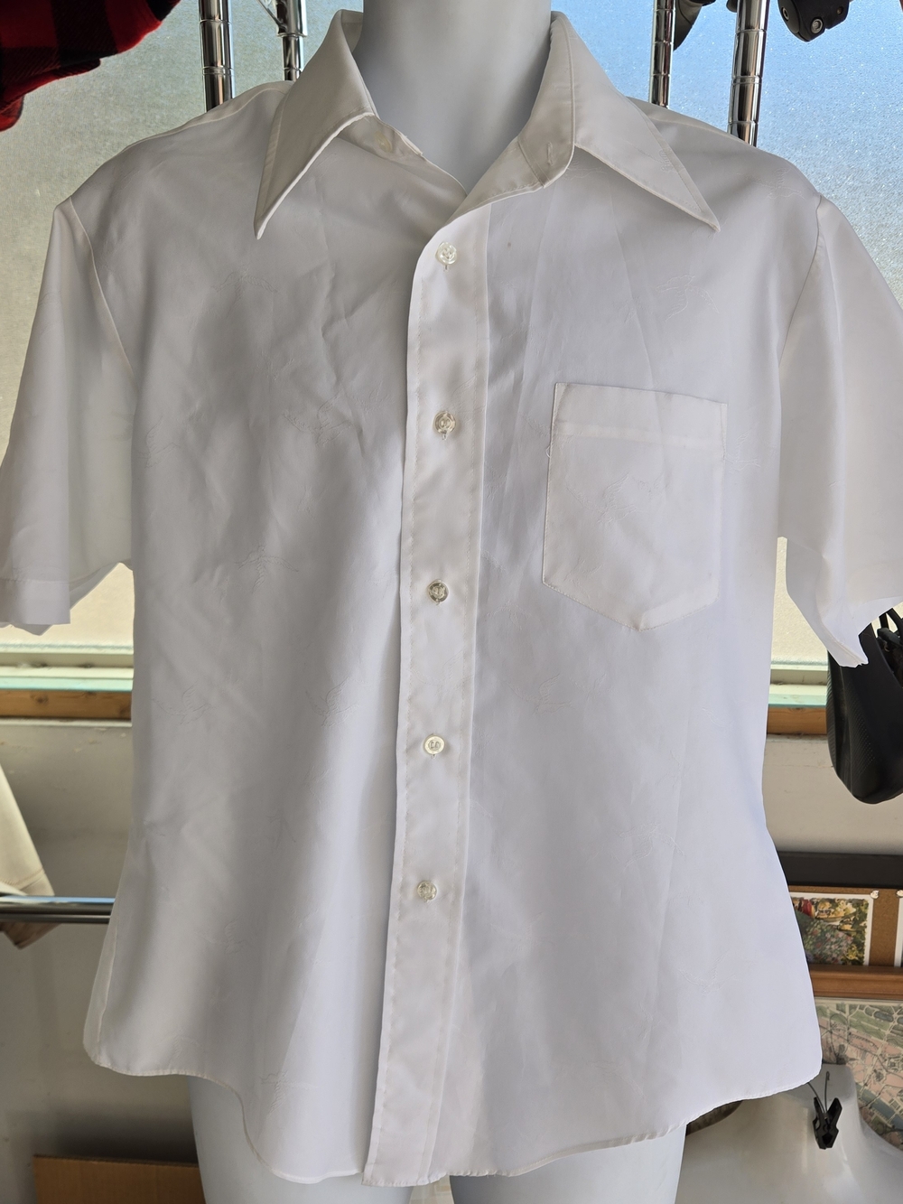 Vintage Richman Brothers White Jacquard Short Sleeve Shirt Made in Taiwan 16